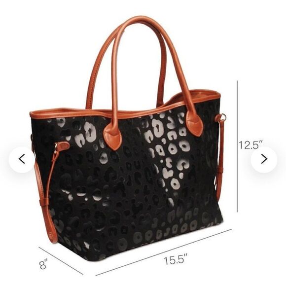 Black Weekend Tote/ carry on Bag/Animal Print Shoulder handbag- NWT - Picture 8 of 8